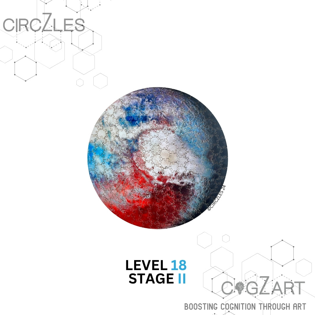 Pluto Level 18 - Circular Wooden Puzzle with Hexagonal Grid