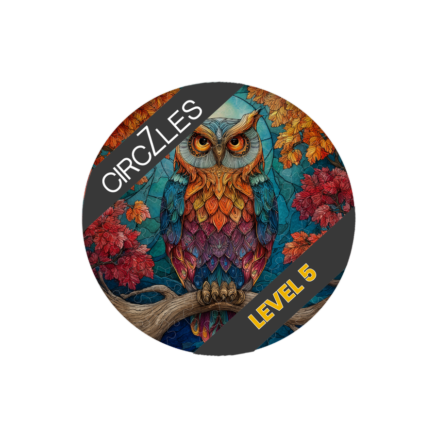 Owl Stained Glass Round Puzzle — Hoot