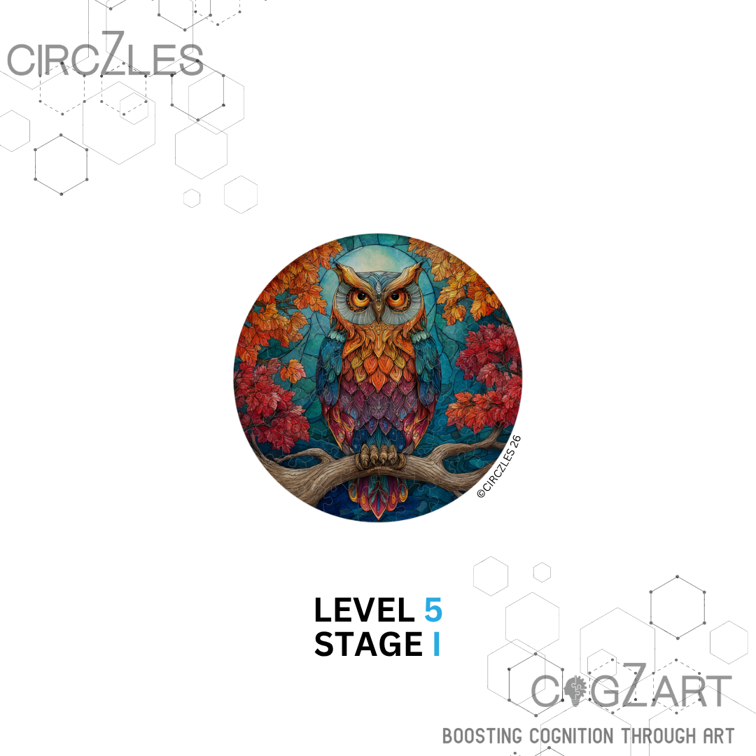 Owl Stained Glass Round Puzzle — Hoot