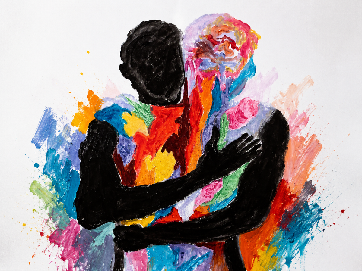 Art materials and expressive figures representing recovery