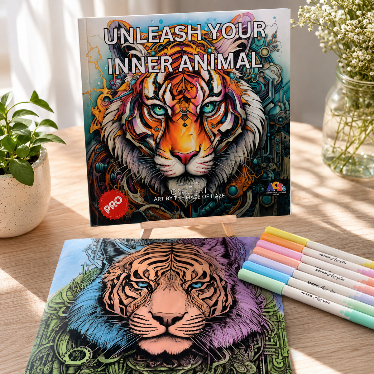 Colours on an Affirmation Coloring Book page