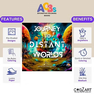 Journey To Distant Worlds - Adult Coloring Book for Stress Relief | CogZart