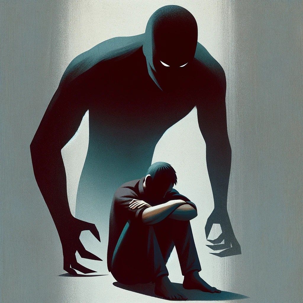 Dark silhouette representing inner struggles in the digital age