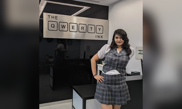 Portrait of Hazel M., creative entrepreneur and founder of The QWERTY Ink